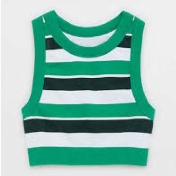 aerie Other - OFFLINE By Aerie Seamless High Neck Sports Bra in Deep Forest Green Stripe